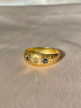 Load image into Gallery viewer, Antique 18k Sapphire Diamond Gypsy Ring 1892
