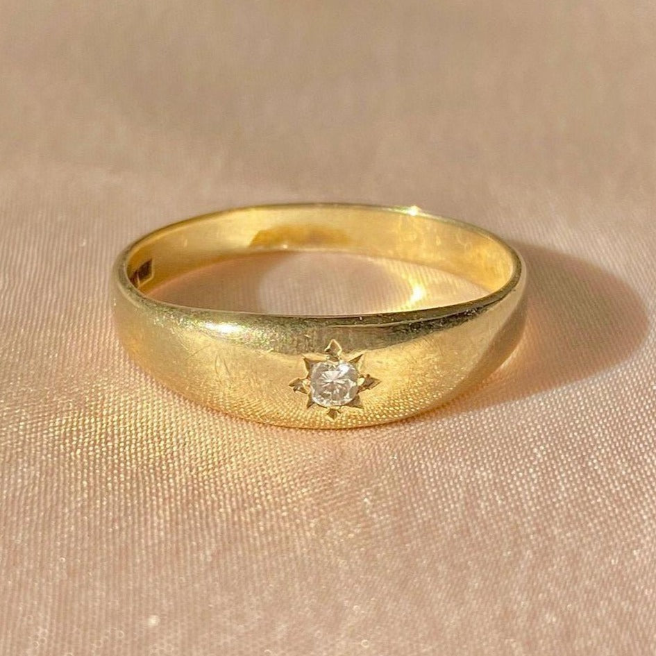 Vintage 9k Gypsy Starburst Diamond Skinny Band 1992