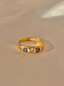 Antique 18k Sapphire Diamond Gypsy Eternity Ring