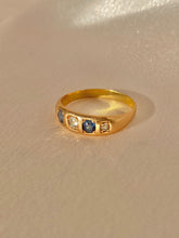 Load image into Gallery viewer, Antique 18k Sapphire Diamond Gypsy Eternity Ring
