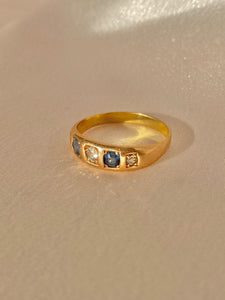 Antique 18k Sapphire Diamond Gypsy Eternity Ring