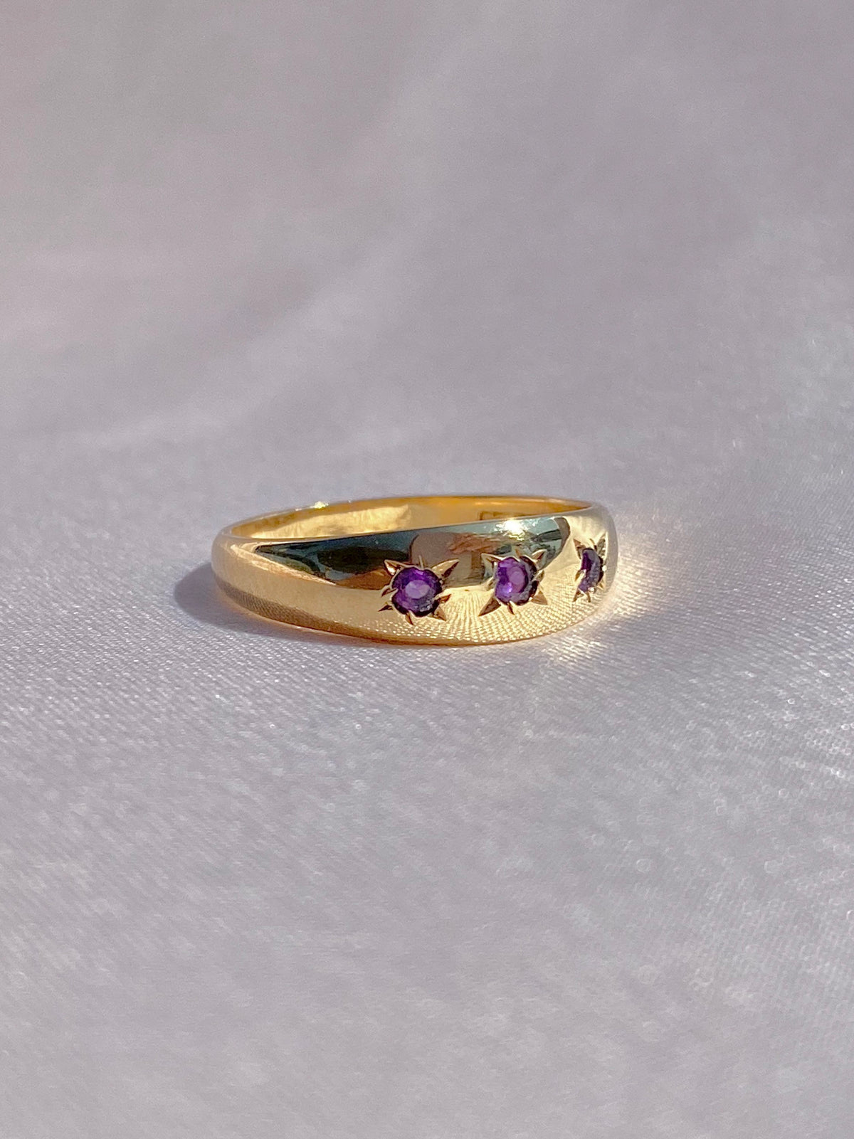 Vintage 9k Amethyst Trilogy Gypsy Ring