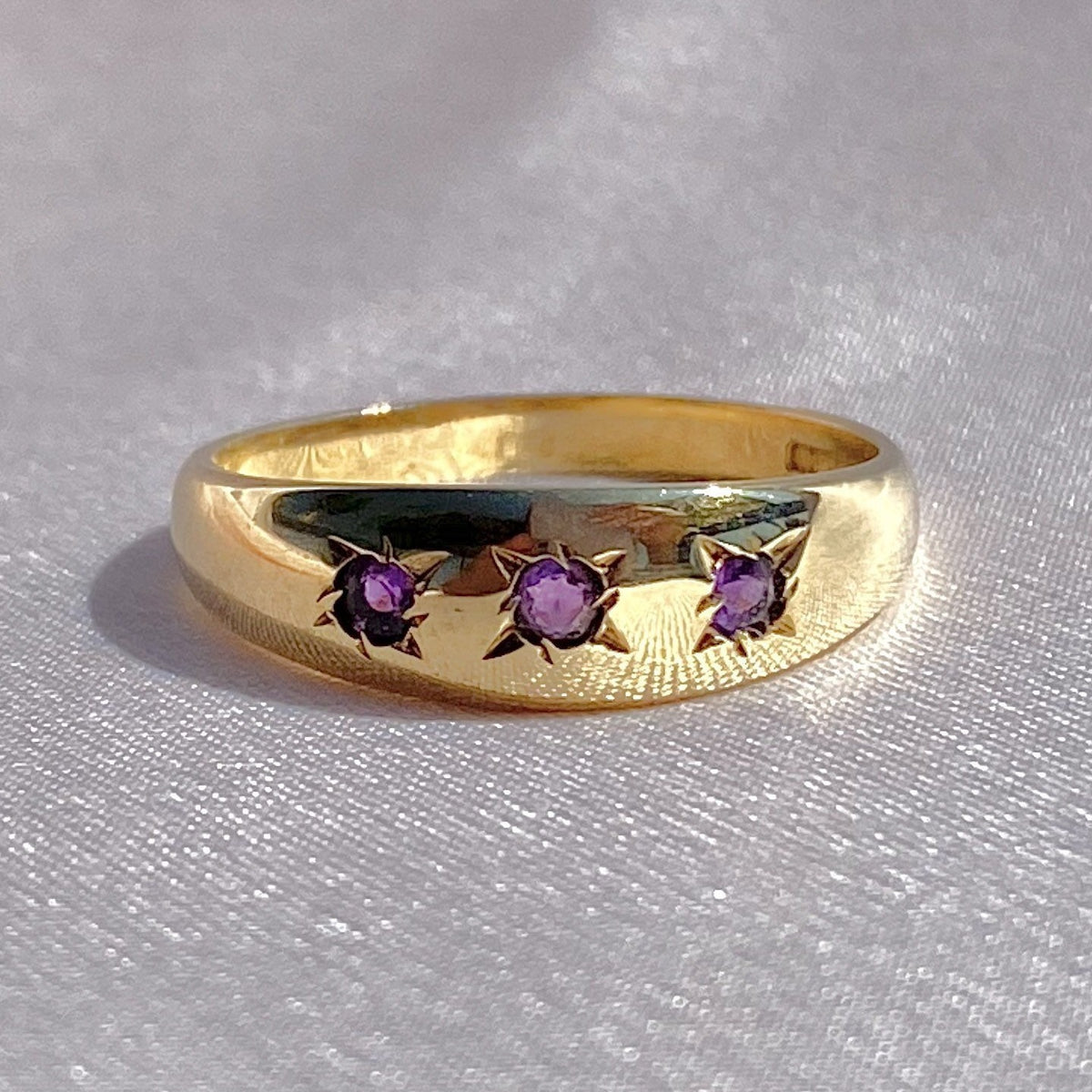 Vintage 9k Amethyst Trilogy Gypsy Ring