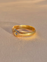 Load image into Gallery viewer, Antique Trilogy 18k Diamond Sapphire Gypsy Ring
