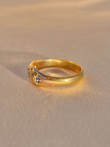 Antique Trilogy 18k Diamond Sapphire Gypsy Ring