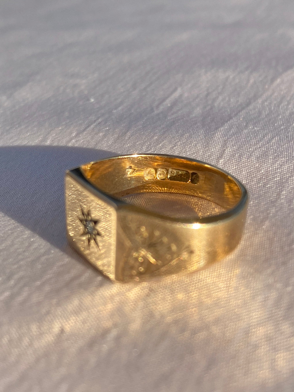 Vintage 9k Solitaire Gypsy Signet Ring 1960 ’December 5, 1961’