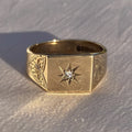 Vintage 9k Solitaire Gypsy Signet Ring 1960 ’December 5, 1961’