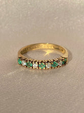Load image into Gallery viewer, Vintage 9k Emerald Sapphire Half Eternity Band
