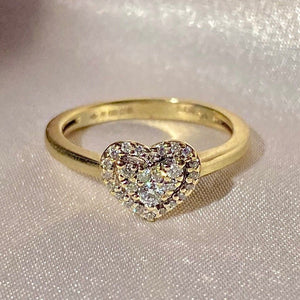 9k Diamond Heart Cluster Ring