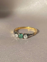 Load image into Gallery viewer, Antique 18k Emerald Diamond Art Deco Ring
