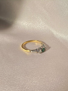 Antique 18k Emerald Diamond Art Deco Ring