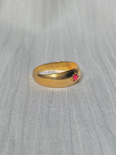 Load image into Gallery viewer, Antique 18k Ruby Solitaire Gypsy Ring
