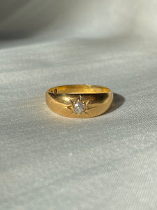 Antique 18k Diamond Solitaire Gypsy Ring 1894
