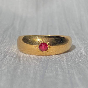 Antique 18k Ruby Solitaire Gypsy Ring