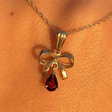 Load image into Gallery viewer, Vintage 9k Garnet Bow Necklace
