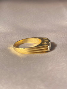 Vintage 18k Diamond Sapphire A Jour Ring 1993