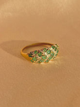 Load image into Gallery viewer, Vintage 9k Chevron Emerald Diamond Bombe Ring
