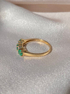 Vintage 10k Trilogy Emerald Diamond Ring