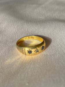 Antique 18k Sapphire Diamond Gypsy Ring 1892