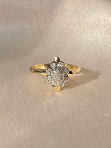Vintage 9k Diamond Studded Flower Cluster Ring