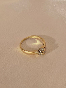 Vintage 9k Solitaire Diamond Swirl Ring