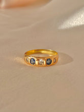 Load image into Gallery viewer, Antique 18k Sapphire Diamond Gypsy Eternity Ring

