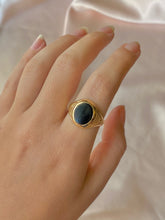 Load image into Gallery viewer, Vintage 9k Onyx Floral Ring 1981
