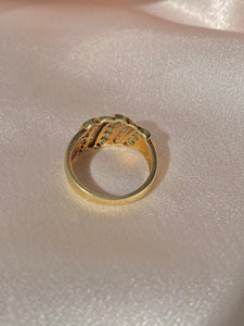 Vintage 14k Emerald Diamond Striped Ring