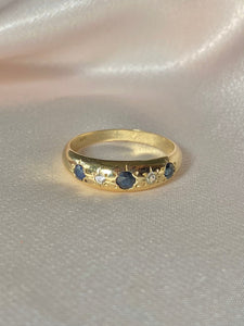 Vintage 9k Sapphire Diamond Eternity Gypsy Ring
