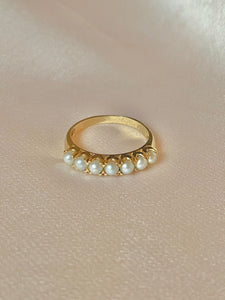 Vintage 10k Akoya Pearl Eternity Ring