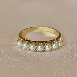 Vintage 10k Akoya Pearl Eternity Ring