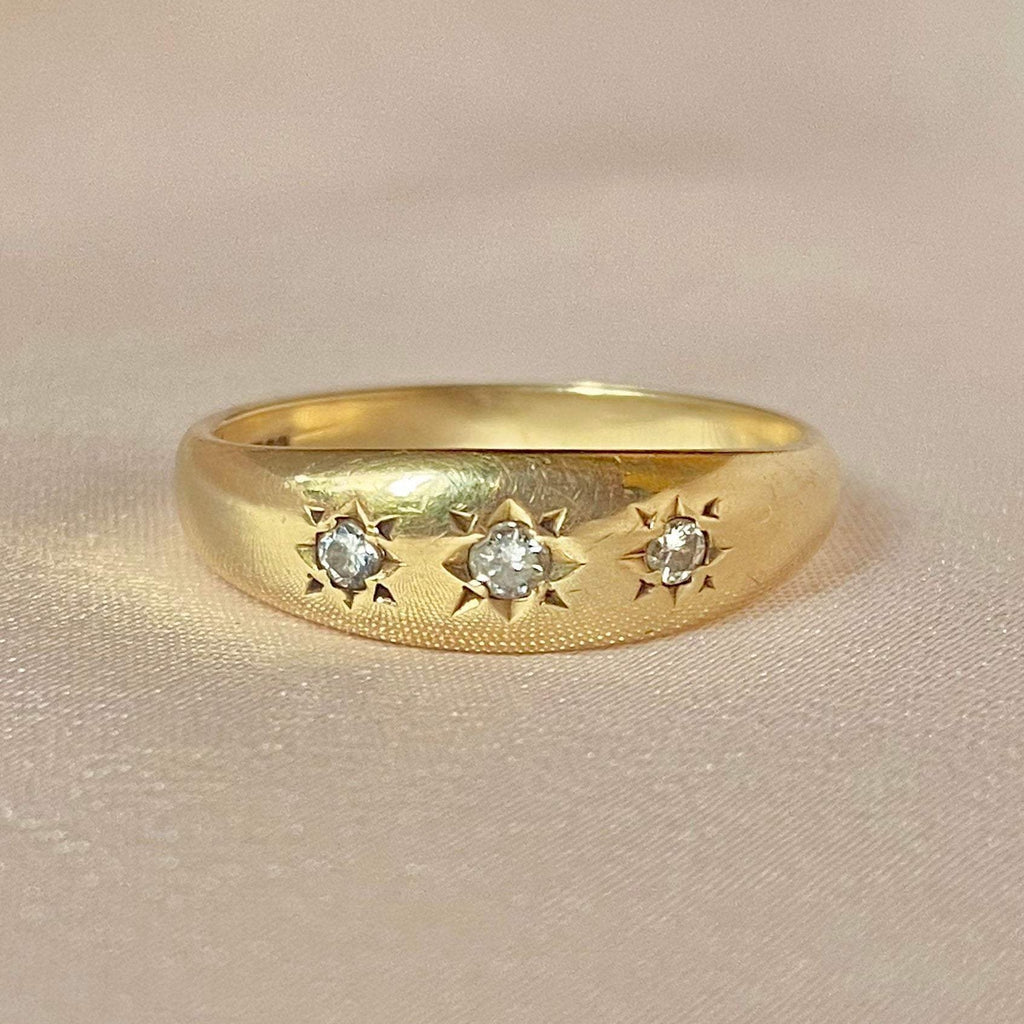 Vintage 9k Diamond Skinny Trilogy Gypsy Ring 1993