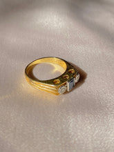 Load image into Gallery viewer, Vintage 18k Diamond Sapphire A Jour Ring 1993
