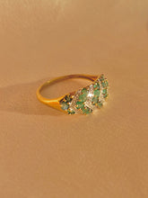 Load image into Gallery viewer, Vintage 9k Chevron Emerald Diamond Bombe Ring

