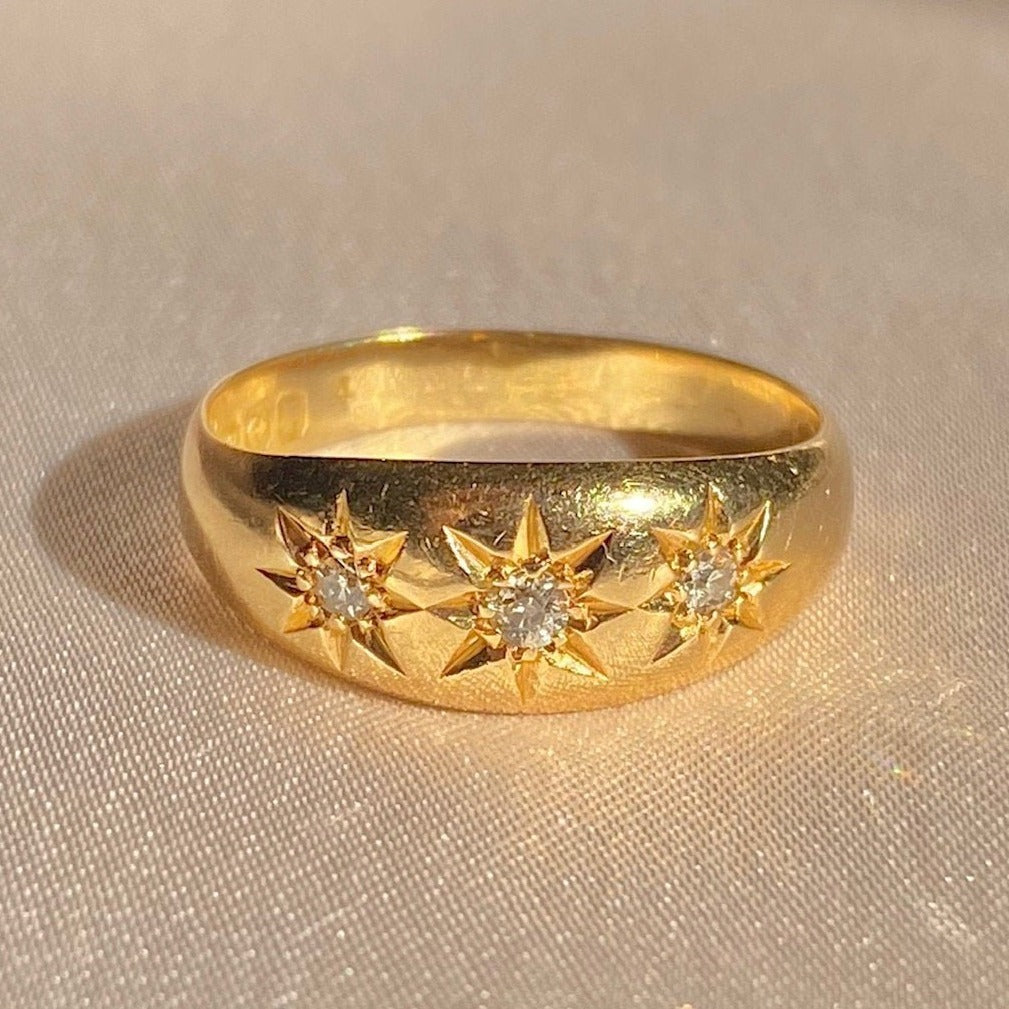 Antique 18k Diamond Trilogy Gypsy Ring 1914