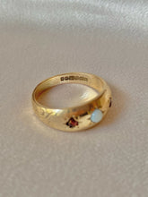 Load image into Gallery viewer, Vintage 9k Opal Garnet Filigree Starburst Ring 1979
