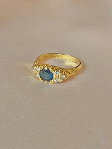 Vintage 18k Sapphire Diamond Ring 1965
