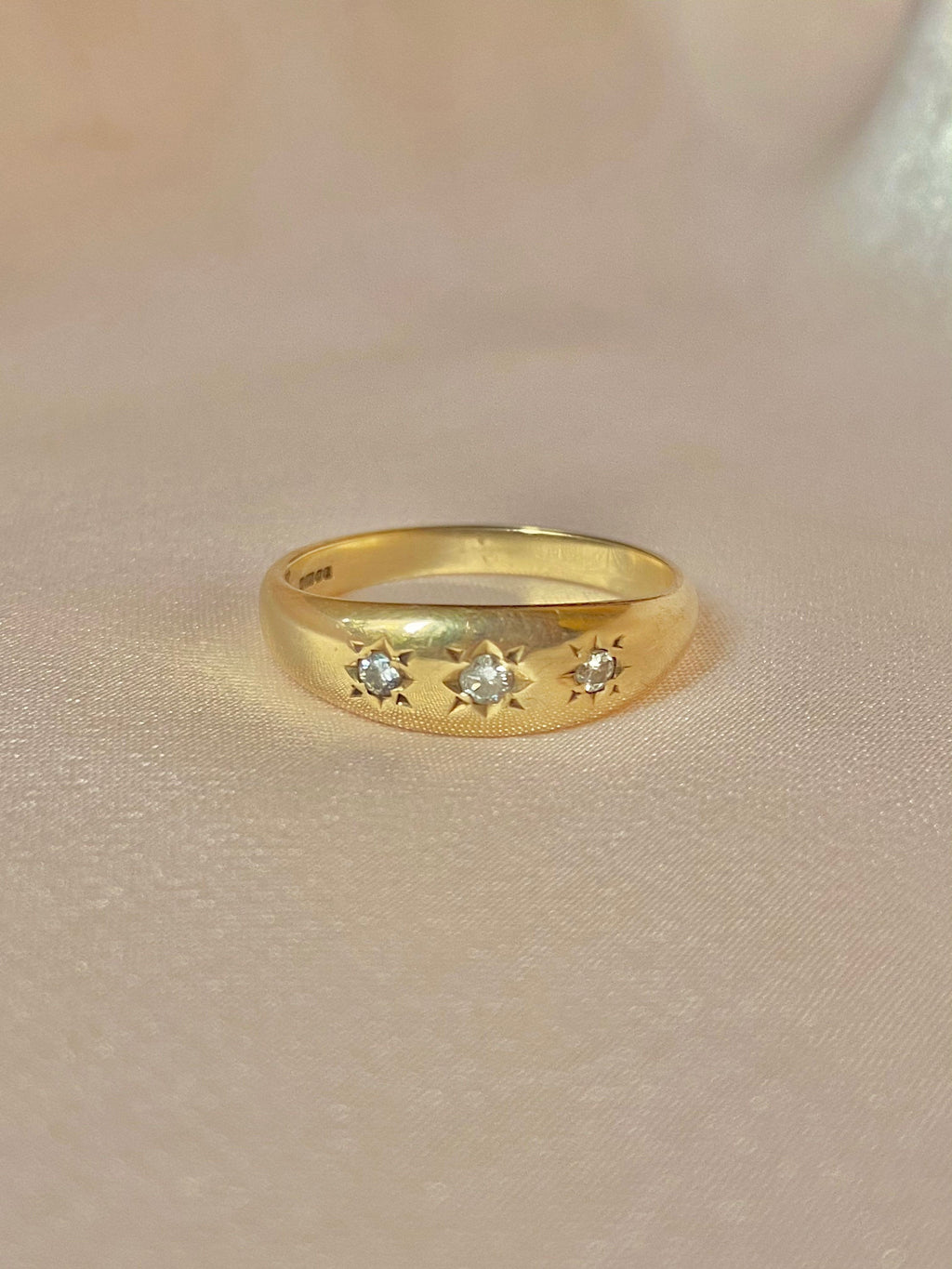 Vintage 9k Diamond Skinny Trilogy Gypsy Ring 1993