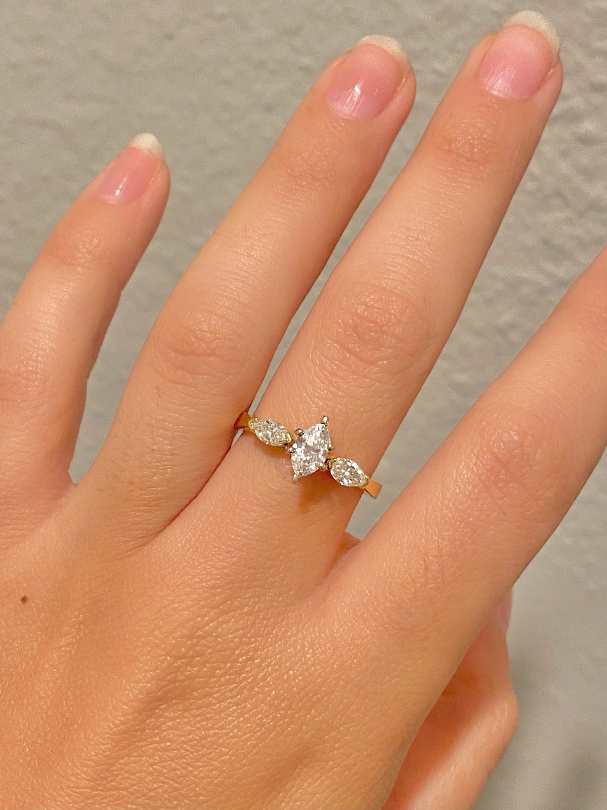 14k Trilogy Marquise Diamond Engagement Ring 1.00 ct