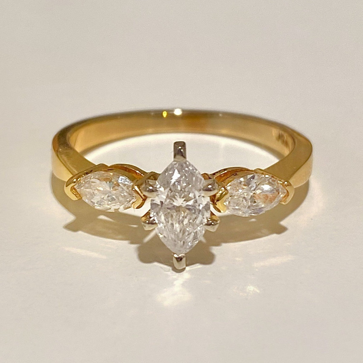 14k Trilogy Marquise Diamond Engagement Ring 1.00 ct