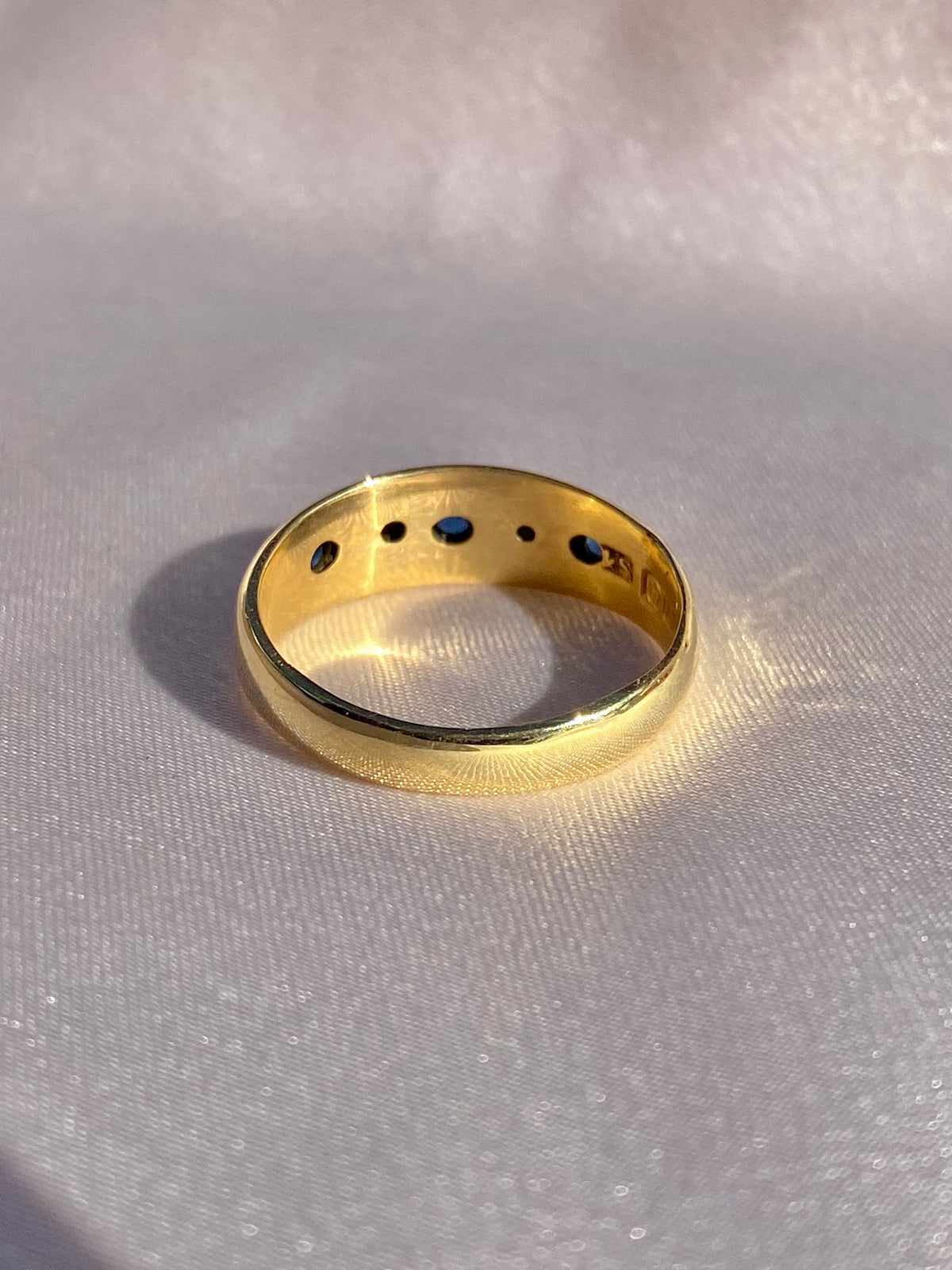 Antique 18k Sapphire Diamond Eternity Gypsy Ring 1899