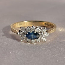 Load image into Gallery viewer, Vintage 9k Sapphire Diamond Cluster 1986
