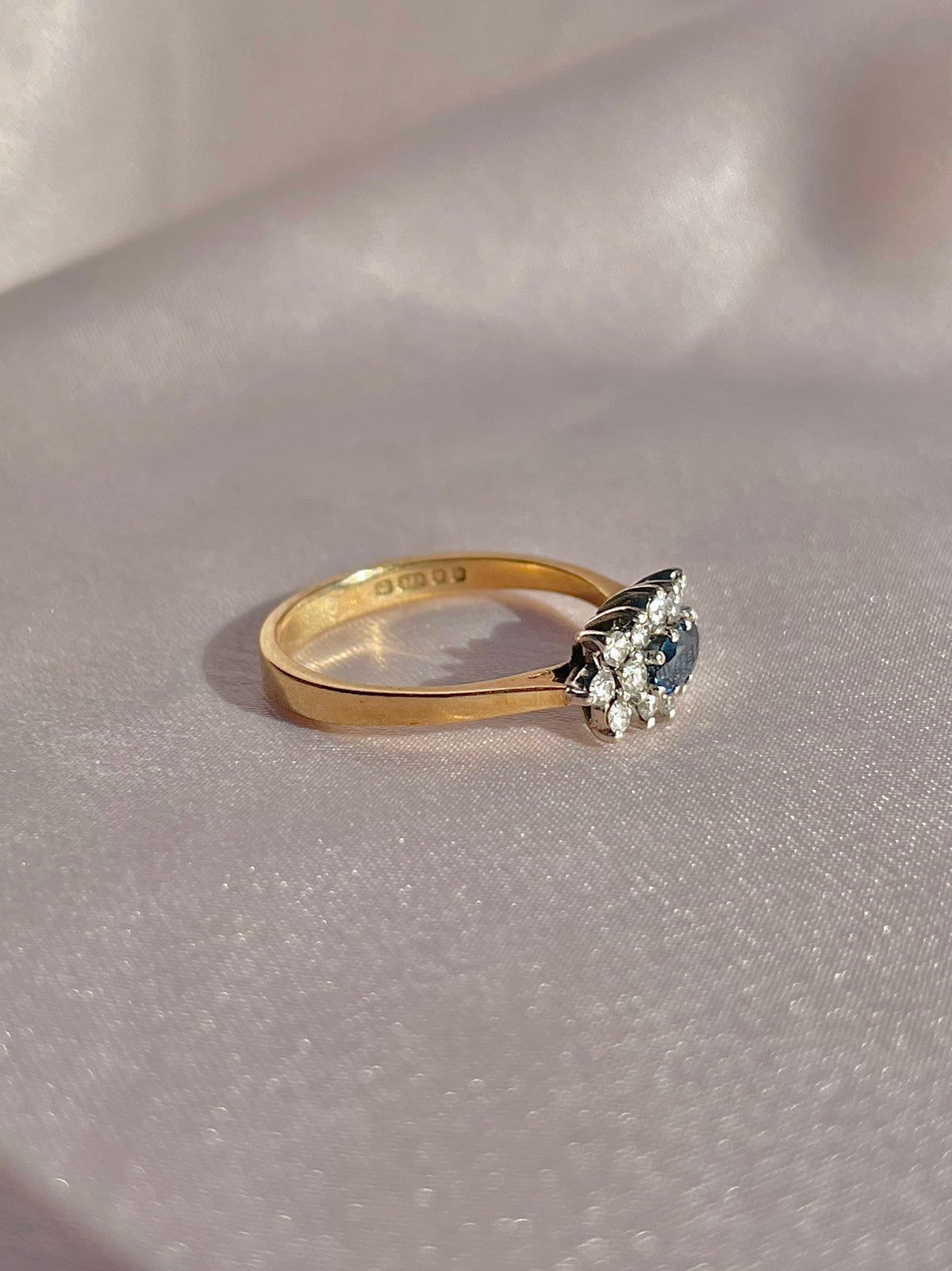 Vintage 9k Sapphire Diamond Cluster 1986