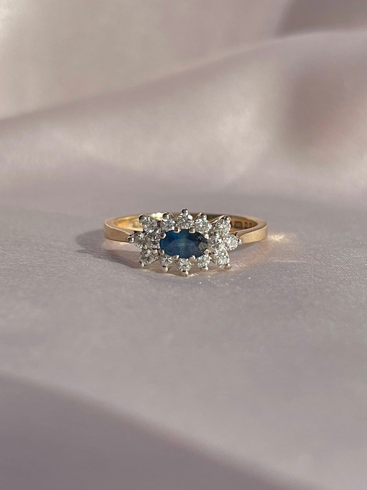 Vintage 9k Sapphire Diamond Cluster 1986