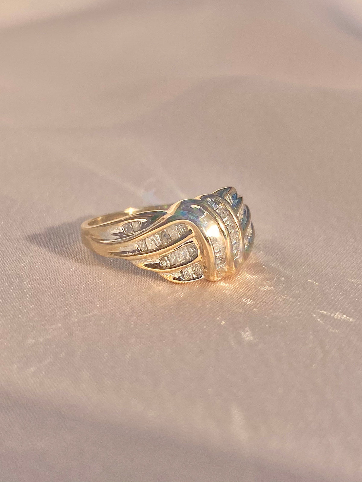 Vintage 10k Baguette Diamond Cluster Ring 1.00 cts