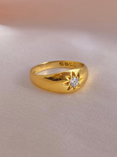 Load image into Gallery viewer, Antique 18k Diamond Solitaire Gypsy Ring 1913
