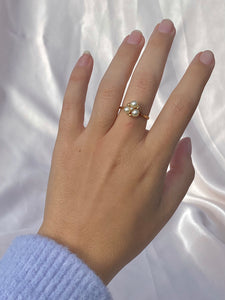 Vintage 10k Pearl Diamond Nested Cluster Ring