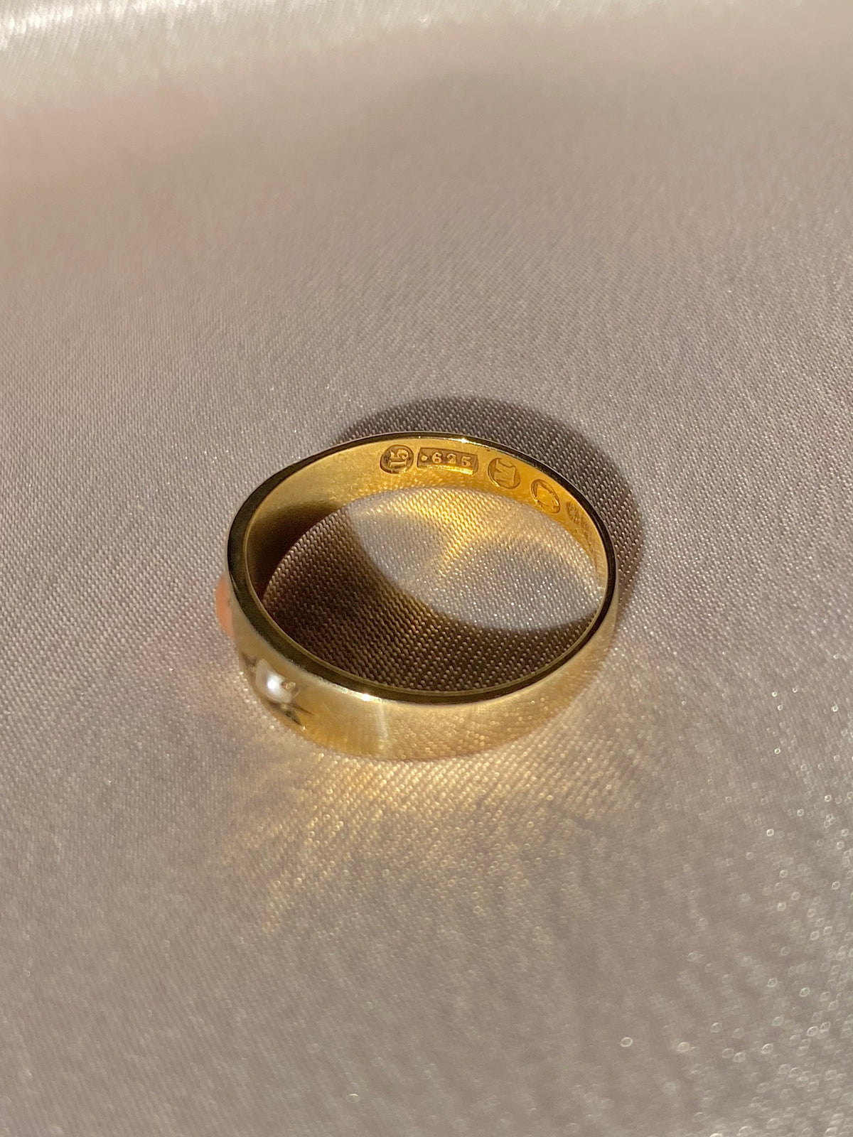 Antique 15k CoraI Pearl Gypsy Ring 1887