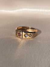 Load image into Gallery viewer, Antique 15k Ruby Pearl Gypsy Starburst Eternity Ring 1876
