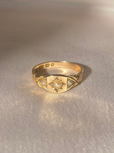 Antique 15k Pearl Starburst Gypsy Ring 1879
